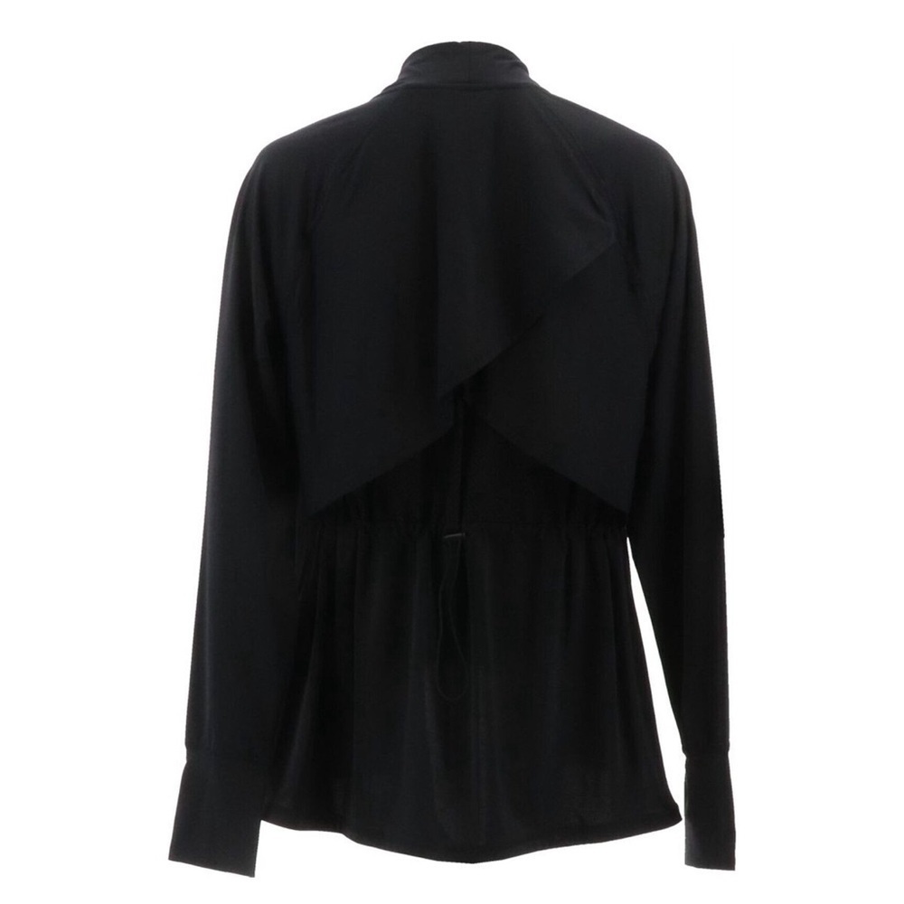 Zuda Active Z-sol Drape Front Black Cardigan Sweater S Small New NWOT - Picture 4 of 11
